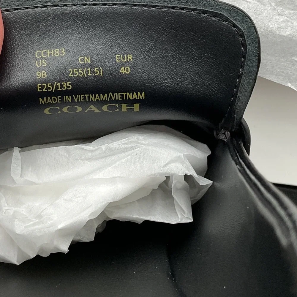 Coach Leah Loafer Black Glazed Leather Signature C Hardware CCH83 Womens 9B